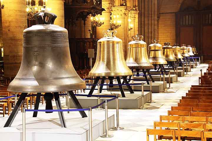 Algumas igrejas tradicionais tém sinos famosos. Uma delas é a Catedral de Notre-Dame em Paris.Seus sinos, como o Emmanuel, datam do século XVII e são parte da identidade da catedral. O toque dos sinos ficou famoso na literatura, especialmente em O Corcunda de Notre-Dame.
