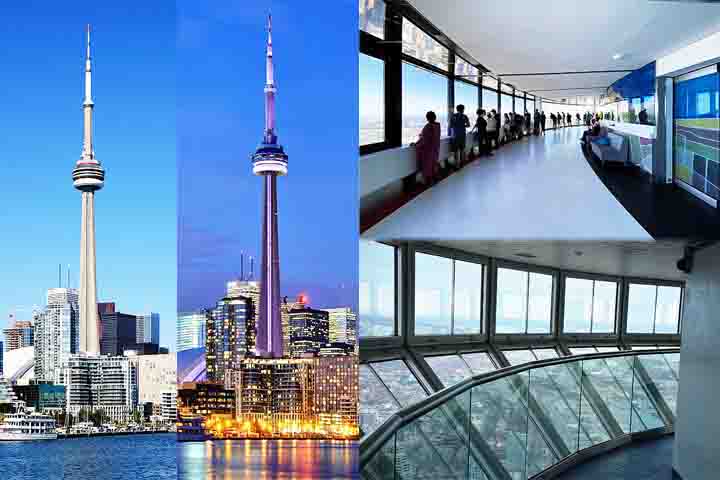 Torre CN (1976) – Um dos cartões-postais de Toronto, tem 553 metros de altura. Seu observatório oferece vistas panorâmicas incríveis da cidade e do Lago Ontário. Também abriga o EdgeWalk, onde visitantes podem caminhar na borda externa da torre.
-Wladyslaw, Canmenwalker e shankar s/Wikimédia Commons