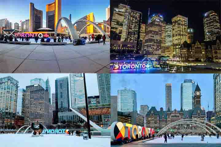 Nathan Phillips Square (1965) – Praça central da cidade, onde fica o letreiro 