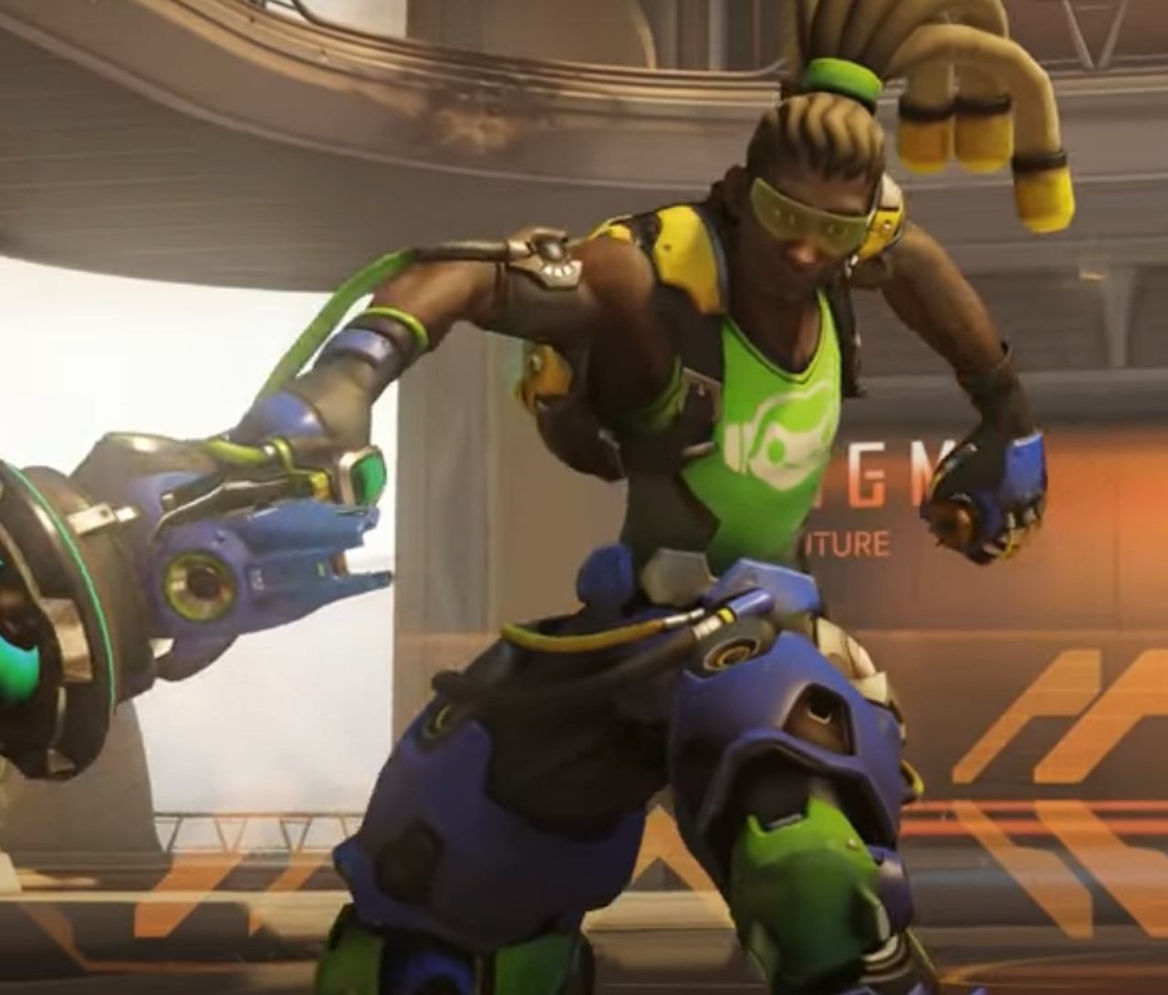 Personagem: Lúcio - Um dos poucos personagens brasileiros com um nome característico do país, Lúcio é do jogo Overwatch e passou sua infância em uma favela no Rio de Janeiro. -Reprodução/ Overwatch