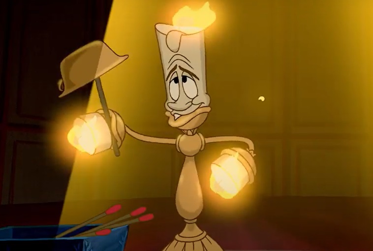 Personagem: Lumière - Filme: A Bela e a Fera - Embora rebelde, Lumière tem seu lado amoroso e charmoso e é um dos destaques de "A Bela e a Fera", enorme sucesso da Disney até mesmo nos dias atuais. 