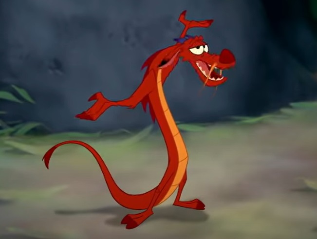 Personagem: Mushu - Filme: Mulan - Sua personalidade forte e seu carisma fizeram de Mushu um dos motivos para o filme "Mulan" ser adorado por tantos fãs. Destaque para sua impulsividade e seu jeito extremamente engraçado. 