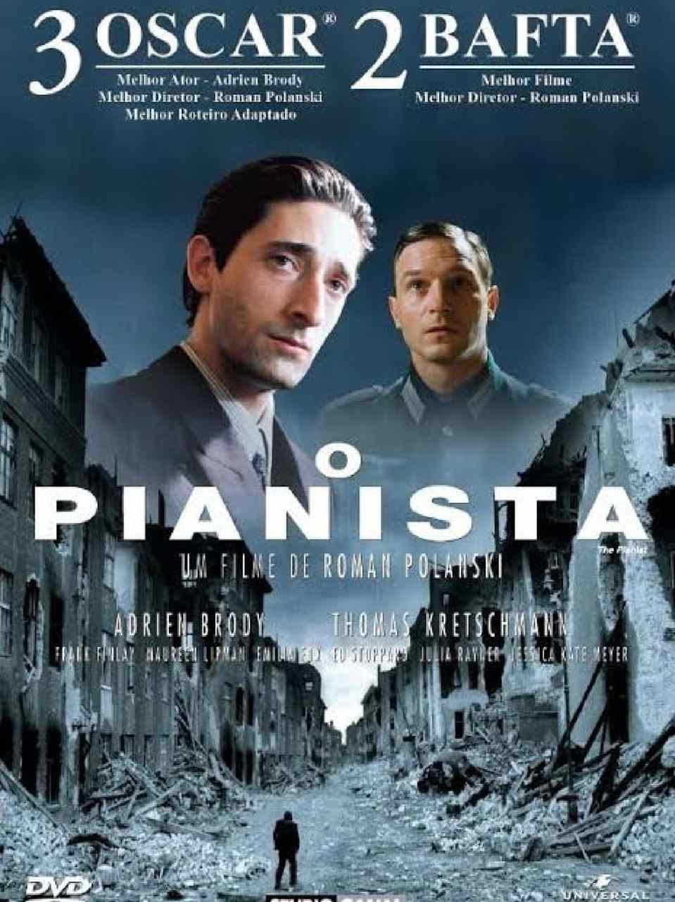 O pianista (2002):  Filme dirigido por Roman Polanski , é baseado na autobiografia do pianista W?adys?aw Szpilman, sobrevivente na Polônia invadida pela Alemanha em 1939.