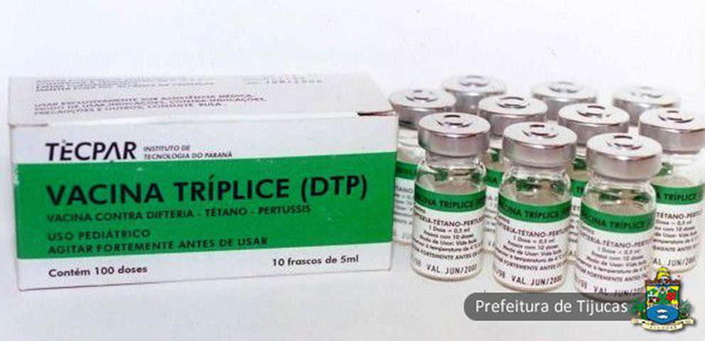 DTP - Protege contra difteria, tétano e coqueluche. As três doenças têm origem bacteriana. Elas começaram a ser aplicadas nos anos 80, o que resultou numa queda de 90% dos casos. -Divulgação/Prefeitura de Tijucas
