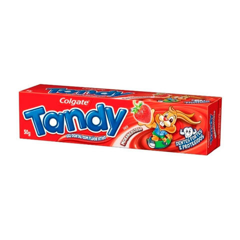 A pasta de dente da Tandy - pioneira no mercado de creme dental infantil - era a favorita da garotada. A marca ainda existe e Ã© indicada para crianÃ§as entre 6 e 9 anos. Mas, na Ã©poca, chamou atenÃ§Ã£o porque estava chegando ao mercado (entrou no Brasil em 1989) e o cheirinho conquistou a turma. 