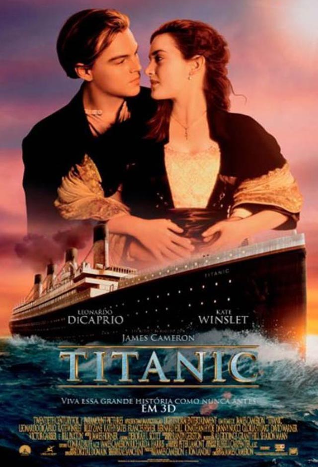 O filme mais famoso é "Titanic", de James Cameron, estrelado por Leonardo DiCaprio e Kate Winslet. Ambos viveram personagens fictícios, mas o filme retratou pessoas que, de fato, estavam no navio.  