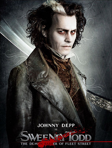 Sweeney Todd: O Barbeiro Demoníaco da Rua Fleet (2008) - Dirigido por Tim Burton, estrelado por Johnny Depp, Helena Bonham Carter e Alan Rickman.
Musical sombrio sobre um barbeiro que busca vingança em Londres vitoriana, transformando suas vítimas em tortas com a ajuda de sua cúmplice. 