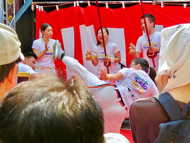 A capoeira foi difundida em muitos países, principalmente onde as comunidades brasileiras são numerosas. Após a Copa do Mundo de 2014, o interesse dos japoneses pela cultura brasileira aumentou. E cidades como Oizumi, onde há muitos brasileiros, absorveram parte dos costumes que associam esporte e arte do Brasil. 