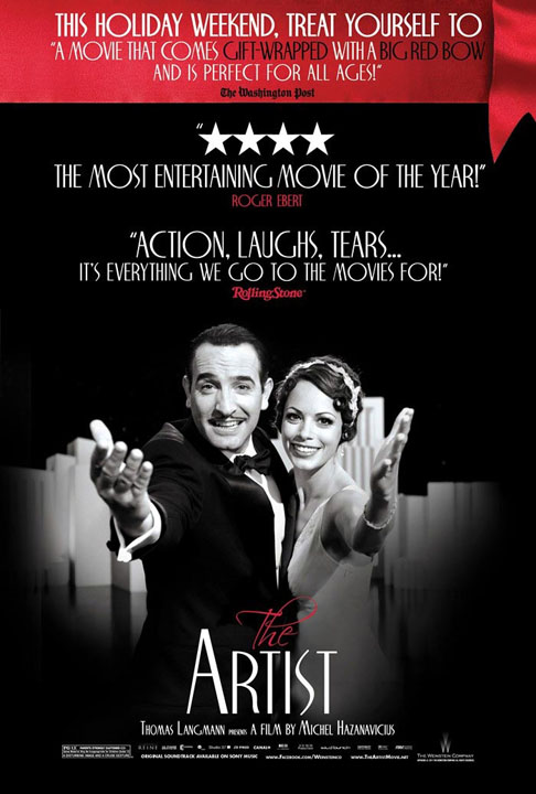O Artista (2012) - Dirigido por Michel Hazanavicius, estrelado por Jean Dujardin, Bérénice Bejo e John Goodman.
Homenagem ao cinema mudo, este filme preto e branco retrata a transição de um astro do cinema silencioso diante da ascensão do cinema falado. 