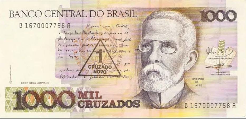 Cruzado: Ficou em circulação por dois anos, de 28 de fevereiro de 1986 a 15 de janeiro de 1989. Era representado pelo símbolo “Cz$”.