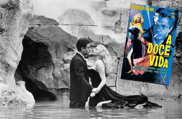 Em 1964, a Fontana di Trevi foi cenário de uma das cenas mais famosas do cinema: em "La Dolce Vitta", de Fellini, a personagem de Anita Ekberg entra na água e convida Marcello Mastroianni a fazer o mesmo. -DIVULGAÇÃO