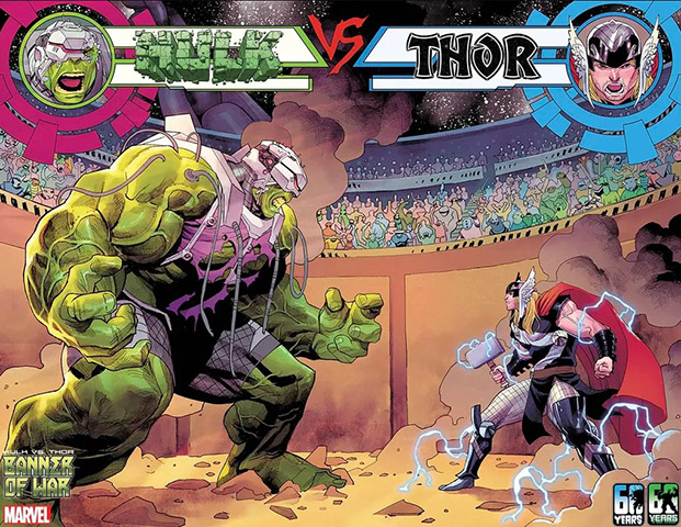 Em 2022, celebrando os 60 anos de Hulk e de Thor, a Marvel lanÃ§ou uma sÃ©rie de quadrinhos com os dois. Uma delas Ã© "Hulk vs. Thor: Banner of War Alpha". Elas foram escritas por Donny Cates, com arte de Martin Coccolo e capa de Gary Frank.