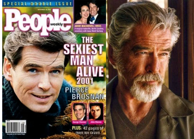 2001 — Pierce Brosnan: Nasceu em 16 de maio de 1953. Na época, Brosnan estava no auge da carreira na pele de James Bond. Continua na ativa até hoje. Em 2025, estrelou o filme "Código Preto" e a série "Terra da Máfia", da Paramount+.