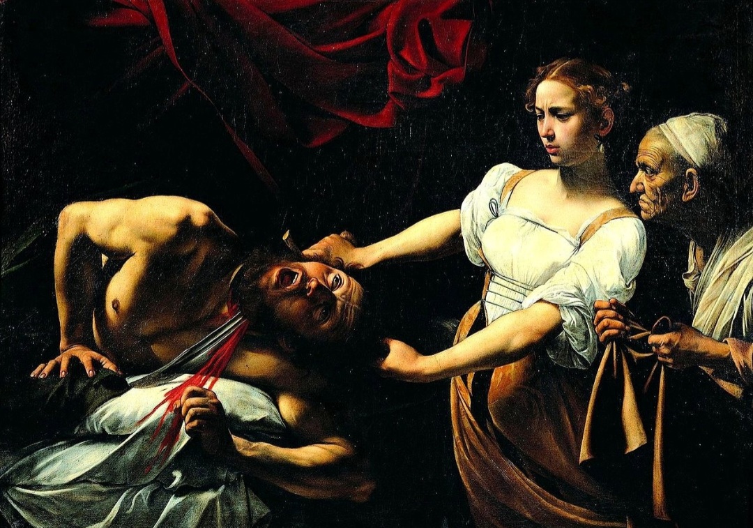 Caravaggio reagiu às convenções e privilegiou uma pintura natural, direta, e até mesmo brutal, como se vê no quadro em que o general Holofernes é decapitado por Judite, após ser seduzido por ela. 