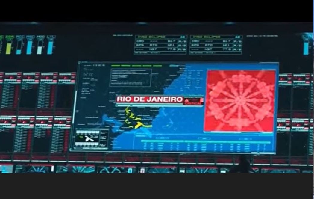 Além de locações no Brasil, há filmes que fazem referência a pontos turísticos do país. Um dos casos é "Geostorm" ("Planeta em Fúria"), de 2017, que mostra uma cena de catástrofe no Rio de Janeiro (assim como em várias cidades do mundo). O nome da cidade aparece num painel das emergências. -reprodução de cena 
