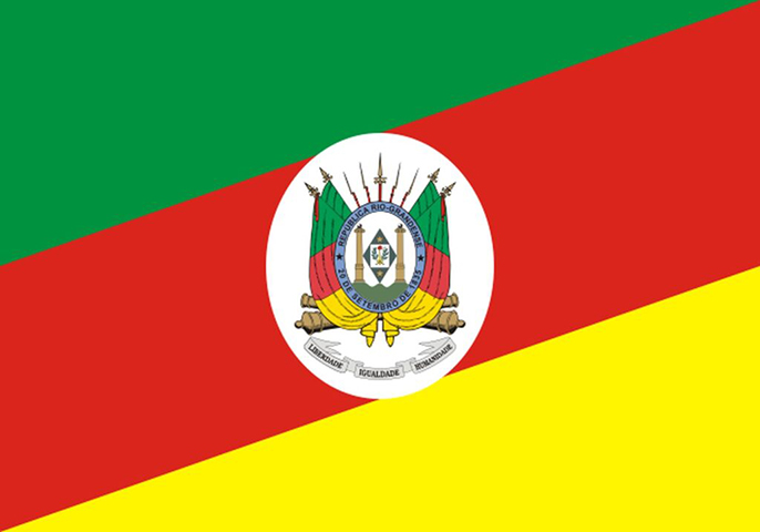 Rio Grande do Sul (RS) - AdoÃ§Ã£o: 5 de janeiro de 1966. RepresentaÃ§Ã£o: As cores representam o ideal republicano e a luta farroupilha.
-