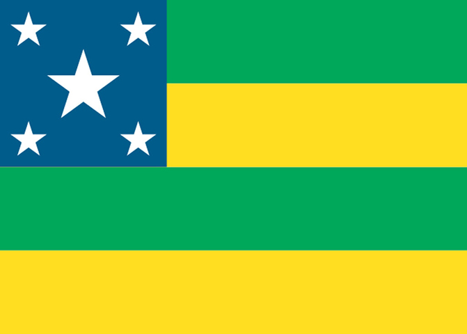 Sergipe (SE) - Adoção: 3 de dezembro de 1952 - Representação: O verde reflete as florestas e o amarelo as riquezas, com estrelas representando os municípios.
-