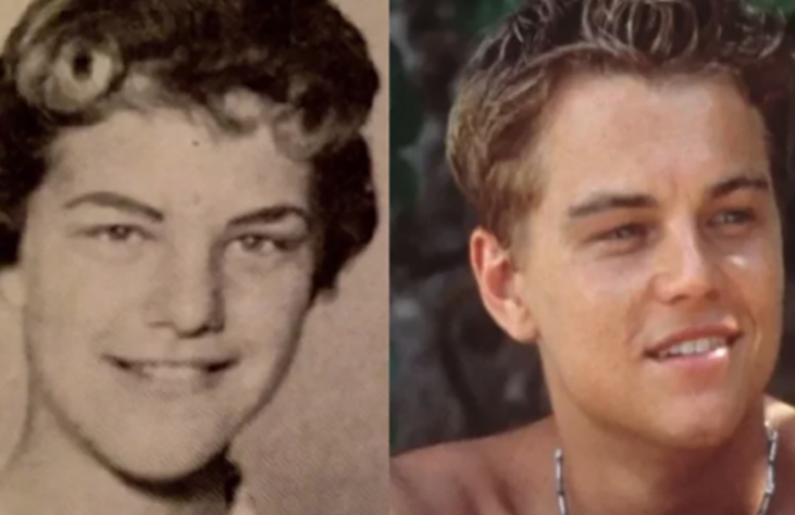 Mulher que se parece com leonardo DiCaprio e Leonardo DiCaprio
