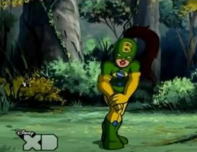 Apesar de não ser forte ou algum ser relevante, ela está no universo Marvel. Seu poder é realizar uma “dança hipnótica” que, inesperadamente, termina em um “ataque sônico”.-Reprodução/Disney XD