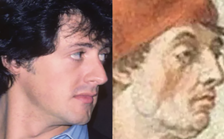 Sylvester Stallone e crop de afresco de Raphael Sanzio