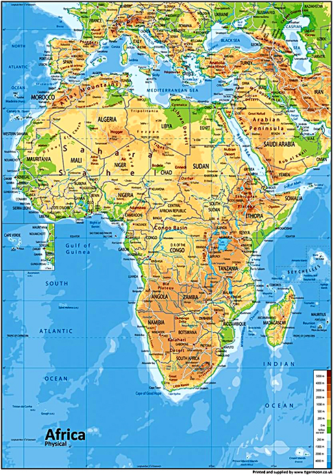 A África tem que tem uma área de mais de 30 milhões de quilômetros quadrados onde vivem 1,2 bilhão de pessoas.- Reprodução