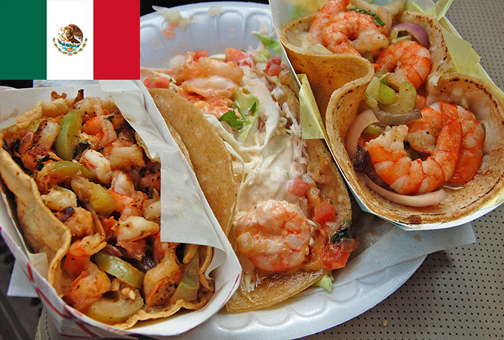 15º lugar - Tacos gobernador (México) - Tortillas recheadas com camarões, queijo ralado, coentro, cebola e tomate. As tortilhas são então dobradas ao meio, pinceladas com manteiga e cozidas.-Flickr Masa Assassin