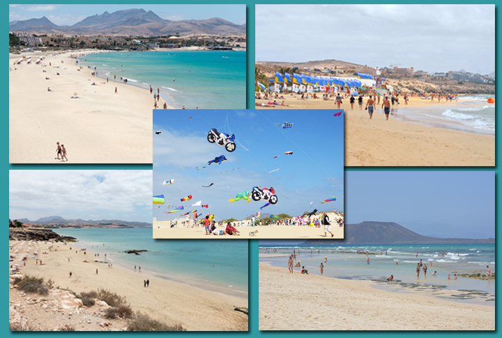 A Ilha de Fuerteventura, com 210 km de uma ponta à outra, tem mais de 150 praias e é muito procurada por praticantes de mergulho e windsurfe. -Thomas Kolessa, Beru Kerckx, ClausF Pixabay e Flickr Hansziel99