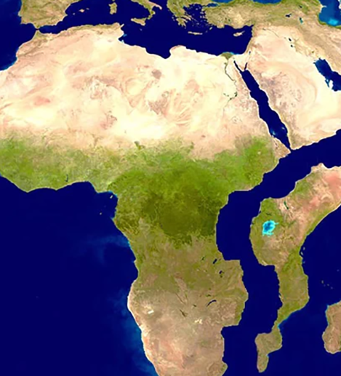No futuro, segundo os pesquisadores, o continente africano ficará menor e haverá uma grande ilha no Oceano Índico composta por partes da Etiópia e da Somália, incluindo o Chifre da África.-Reprodução Twitter