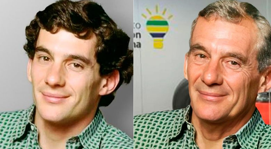 E este é o resultado do trabalho de Hidreley Diao, artista digital que vem apresentando as versões envelhecidas de muitas personalidades que já se foram.  Portanto, o Ayrton Senna sessentão foi reproduzido por dois artistas visuais, que lidam com tecnologia.-