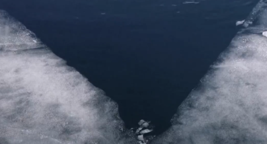 A temperatura da água no lago varia de 1ºC a 3ºC. 