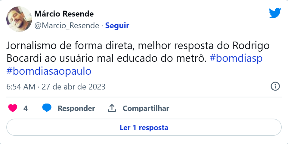 É claro que essa história bombou na internet e diversos usuários das redes sociais aproveitaram para elogiar a postura do jornalista. Teve até gente chamando o apresentador de “lenda”...