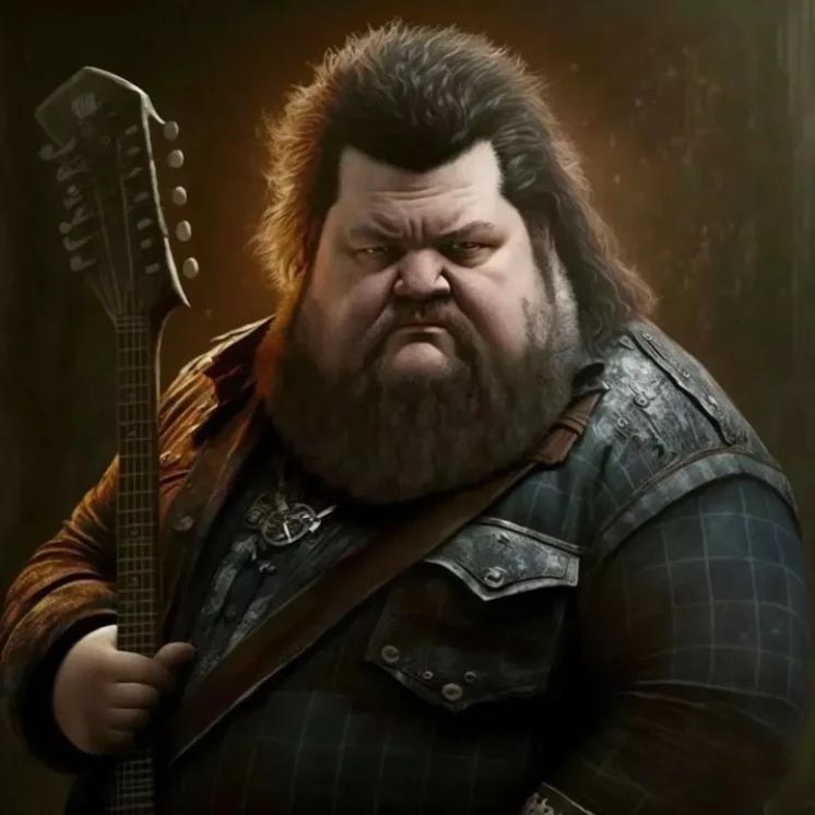 Agora, a aparência de Hagrid com uma guitarra nas mãos. Irado. 