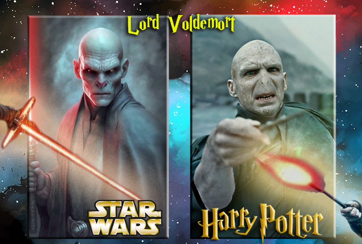 Aqui, a comparaÃ§Ã£o do perfil do bruxo no universo de Star Wars com sua aparÃªncia na saga de Magia. 
