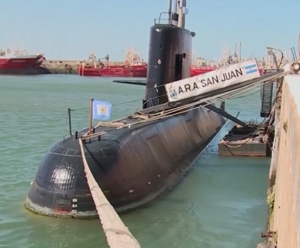 Submarino argentino San Juan (2017): O submarino ARA San Juan naufragou no dia 15 de novembro de 2017, na costa da Argentina, com 44 pessoas a bordo.-reprodução globonews