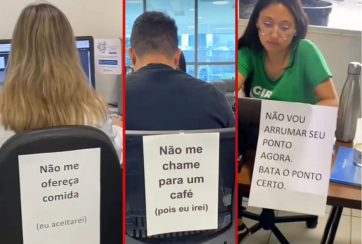 Funcionários de empresas entram na brincadeira de mensagens em cartazes