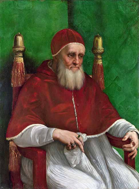 Em 1508, ele aceitou convite de seu amigo Bramante, arquiteto do Vaticano, para ir a Roma e fazer um trabalho para o papa Júlio II (pontífice entre 1503 e 1513 - foto). O líder religioso ficou encantado com os esboços de Rafael.