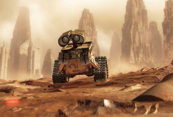 WALL-E (2008) - Na trama, o protagonista é o último robô remanescente na terra de um grupo incumbido de limpar o planeta. 
-Divulgação Disney