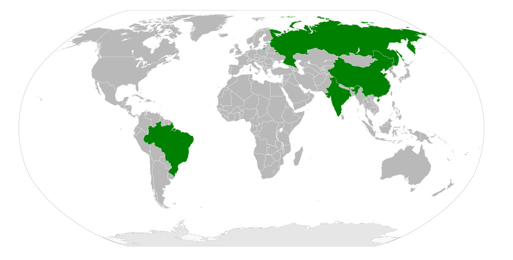 O bloco foi fundado em 2006 como Bric, ainda sem a letra "s" no final, com quatro integrantes: Brasil, Rússia, Índia e China. - Felipe Menegaz/Wikimedia Commons