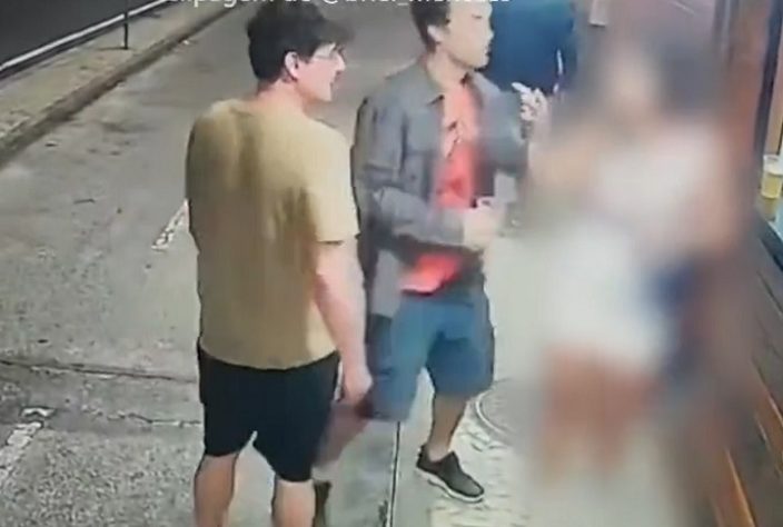 Kayky Brito - imagens de câmera do quiosque flagram ator importunando jovem