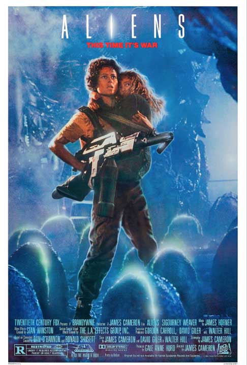 Aliens, o Resgate (1986)  - Ellen Ripley é resgatada após 57 anos de sono. A lua visitada pela tripulação da nave Nostromo foi colonizada. 