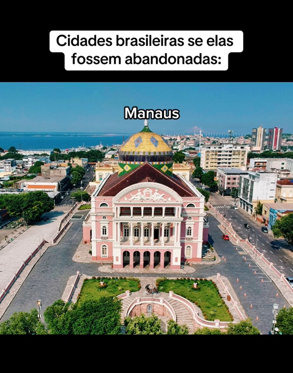 Para representar Manaus, a capital do Amazonas, a imagem utilizada Ã© a do principal teatro da cidade, que foi inaugurado em 31 de dezembro de 1896. Localizado no Largo de SÃ£o SebastiÃ£o, no Centro HistÃ³rico, o teatro foi feito pelo deputado provincial AntÃŽnio JosÃ© Fernandes JÃºnior.-ReproduÃ§Ã£o/TikTok/@huiop
