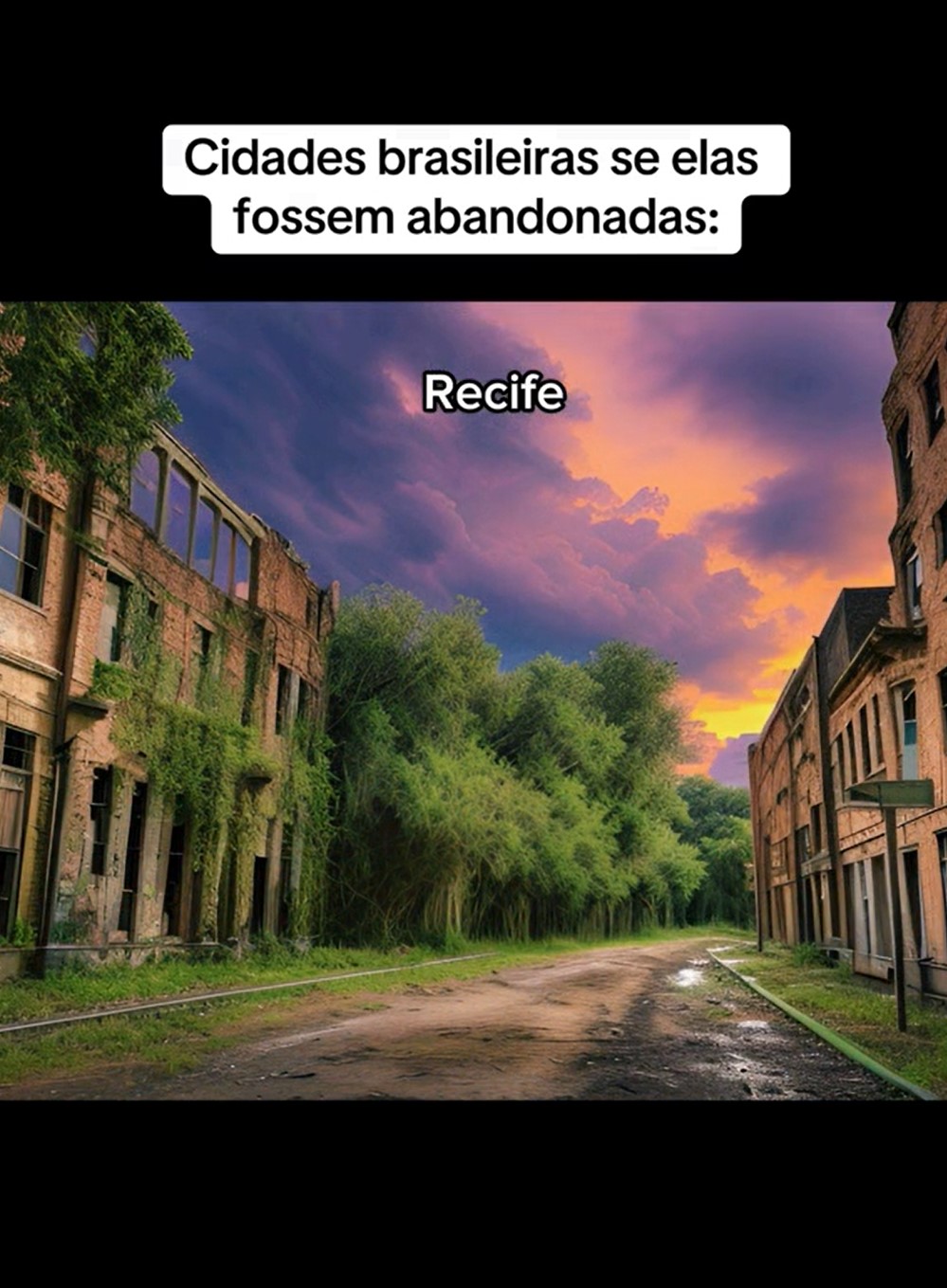 A imagem se transforma em um verdadeiro mausoléu, com estruturas arquitetônicas inacabadas. Além da alta vegetação como em outras capitais, um local que transmite alegria e sempre é tomado pelo frevo no carnaval, ganha contornos de abandono.-Reprodução/TikTok/@huiop