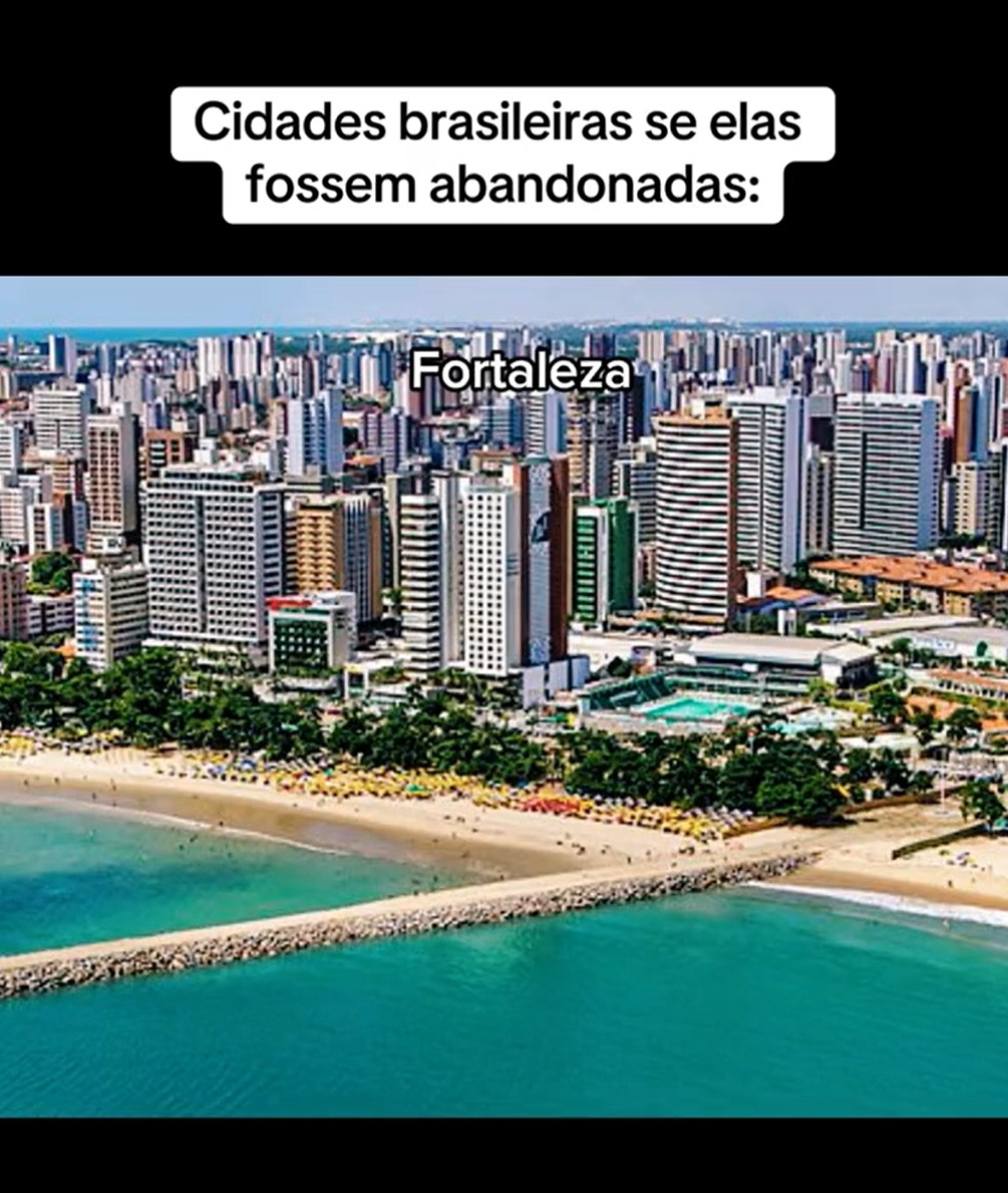 Outra cidade representada na trend é Fortaleza, que apresenta a imagem com prédios e o mar, que sempre atrai turistas não só de outros estados, como de fora do Brasil. -Reprodução/TikTok/@huiop