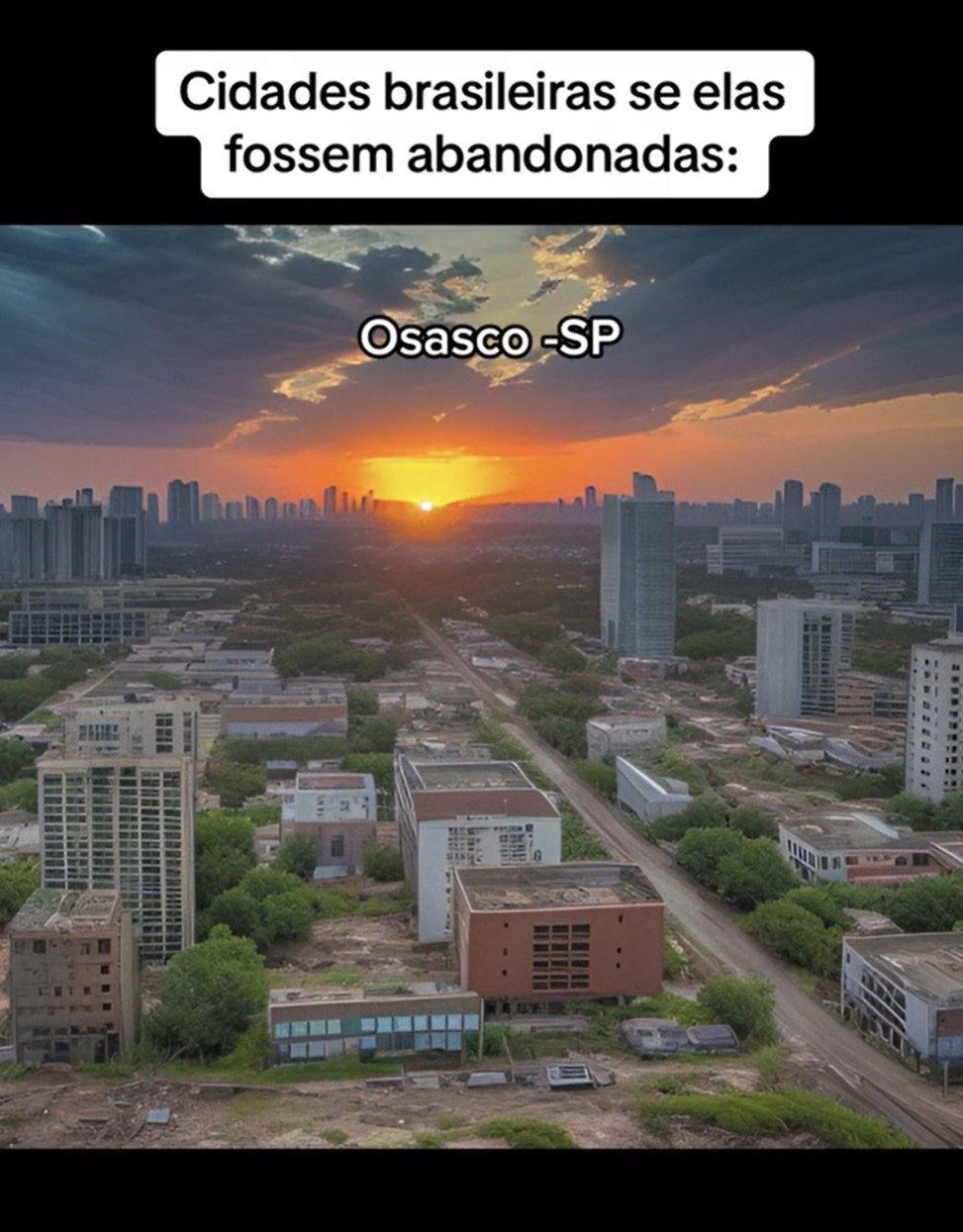 As ruas de Osasco, então, ficam vazias sem a presença dos veículos e o ambiente com características de total abandono. -Reprodução/TikTok/@huiop