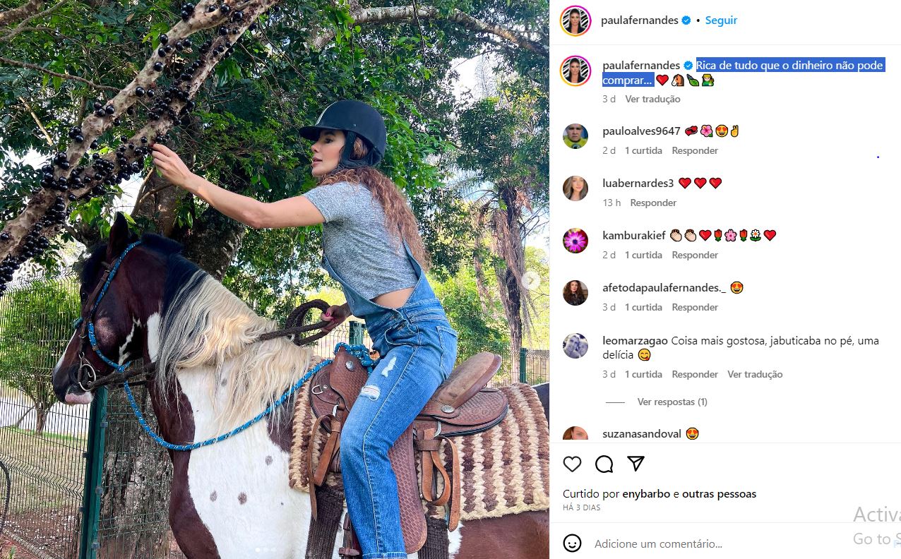 E ela escreveu a mensagem:  E disse:  "Rica de tudo que o dinheiro não pode comprar" - reprodução instagram