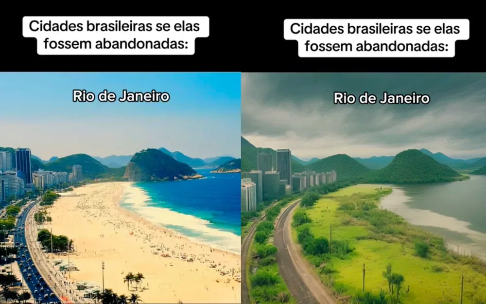 Inteligência Artificial recria cidades brasileiras como se estivessem abandonadas - Reprodução/TikTok/@huiop