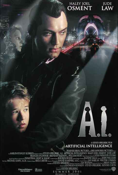 “A.I.- Inteligência Artificial”(2001)- Uma ficção científica tocante e importante no currículo do diretor Steven Spielberg. Law faz o papel do gigolô Joe. O elenco ainda conta com o ator mirim de sucesso Haley Joel Osment e Willian Hurt.