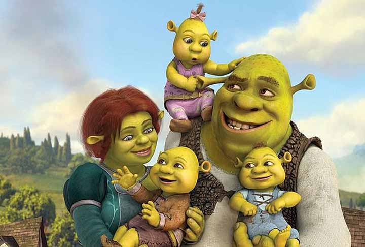 E o ogro, casado com a princesa Fiona, tiveram filhos, formando uma família na terceira animação, em 2007 O casal tem os pequenos ogros chamados Farkle, Fergus e Felicia. Eles aparecem mais tarde também em "Shrek para Sempre" (2010) 