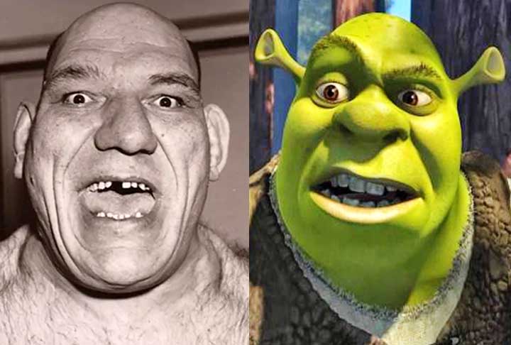 Maurice Tillet e Shrek -