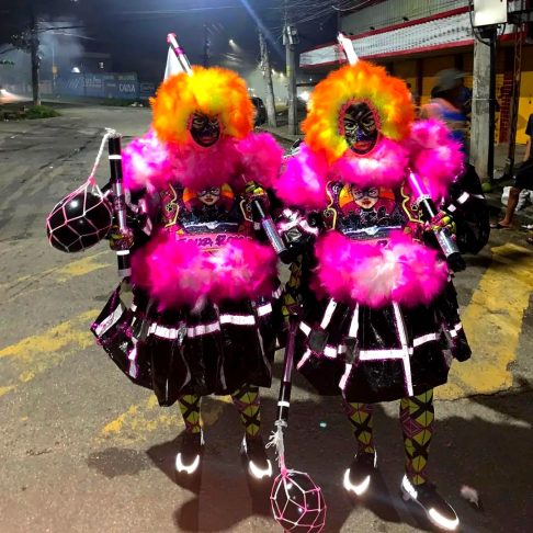 <p>As fantasias variam de acordo com o estilo do grupo, podendo incluir macacões coloridos, capas ou sombrinhas.</p>
